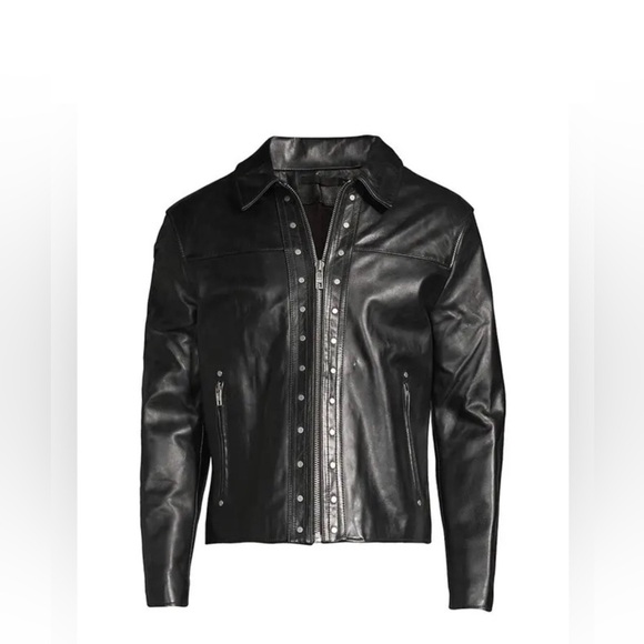 BLK DNM Studded Leather Jacket Black Mens Size M Medium - Picture 6 of 16